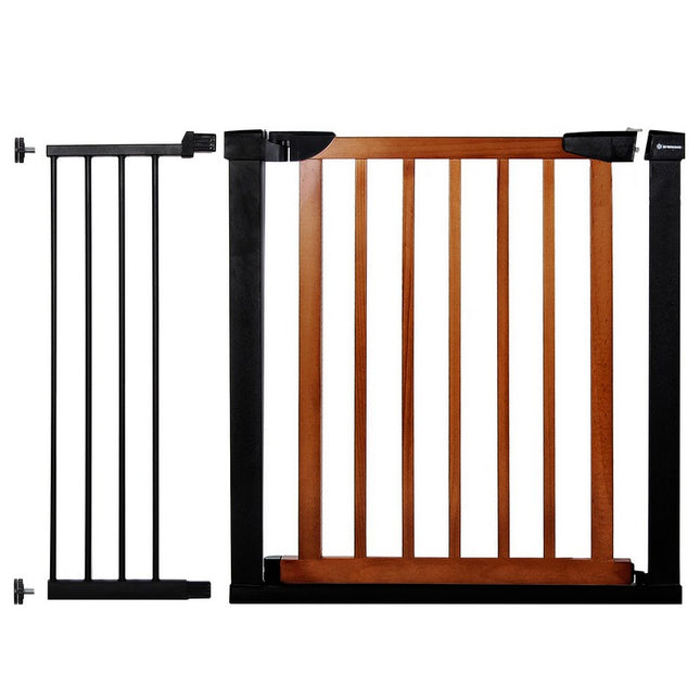 Traphekje | 104 - 110 cm | Traphek | Veiligheidshekje | Metaal | Hout | Zwart/Bruin