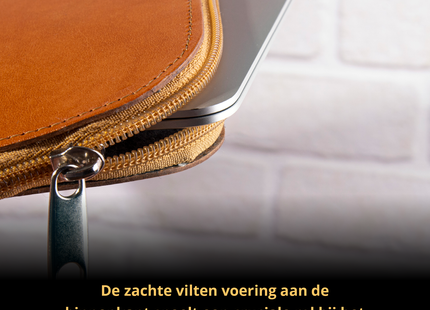 Baltan Leren Laptophoes - Met Rits - Tot 14 inch - Bruin