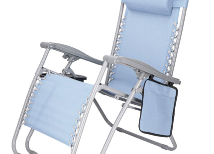 Tuinstoel | Ligstoel | Opvouwbaar | Verstelbaar | Ergonomische Hoofdsteun | Lichtblauw