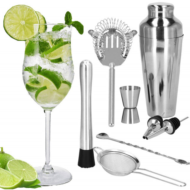 Cocktail Set | 8-Delige Cocktail Shaker Set | RVS | Zilverkleurig