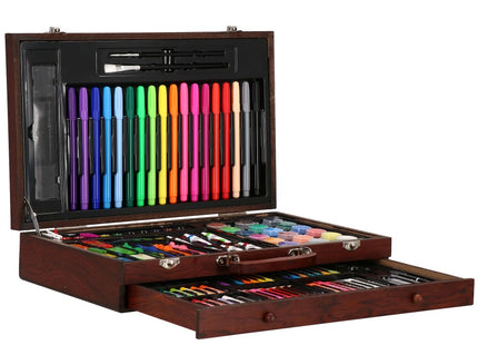 Tekendoos | Tekenkoffer | 130 Delig | 37.5 x 23 x 8 cm | Hout