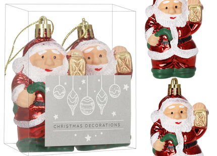 Kersthanger | Kerstman | Kerstboomhanger | Wit | Glitters | Kunststof | 8 cm | 2  Stuks