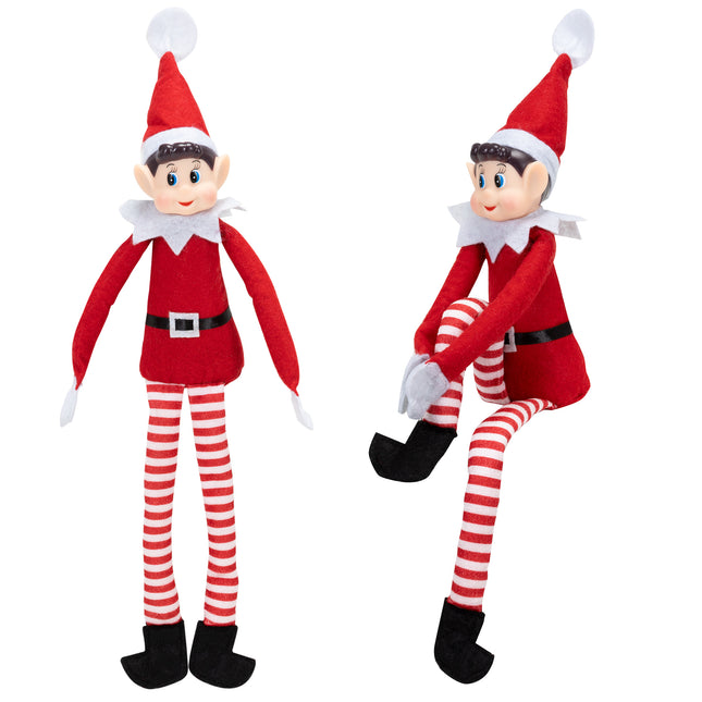 Kerstelf - Kerstdecoratie - Zittend  - 40 cm - 1 Stuk