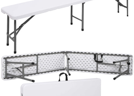 Klaptafel | Vouwtafel | Kampeertafel | Inklapbaar | Draagbaar | 180 x 30 x43 cm | Wit
