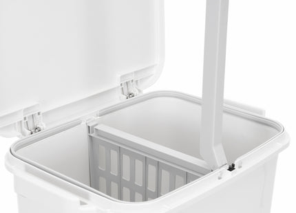 Prullenbak - Afvalbak - Vuilnisbak - Vuilbak - Op Wielen - Afvalscheidingsbakken -  3 Delig - 42 Liter - 83,5 x 42 x 28,5 Cm - Wit