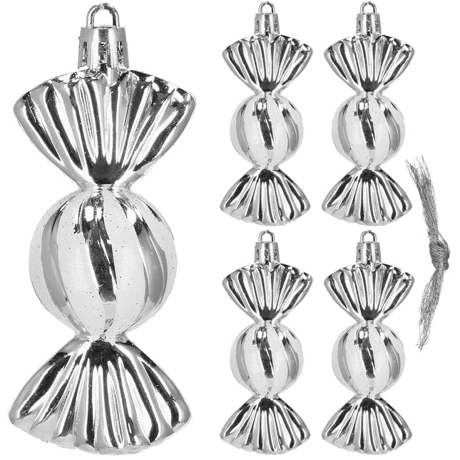 Kerstballen - Snoep - Zilveren - Kerstboomset - 5 Stuks