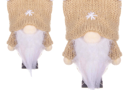 Kerstkabouter - Kersthangers - Kerstdwerg - Kerstversiering - Beige - 8 cm