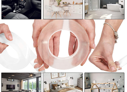 Dubbelzijdig Tape - Nano Tape - Transparant - Herbruikbaar - 5 Meter