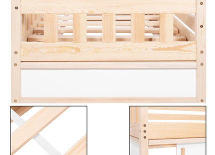 Kinderbed  - Veiligheid - Kasten - Hout - Lichtbruin - 160 x 80cm