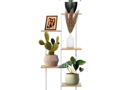 Plantenrek - Plantenstandaard - Bloemenstandaard - Bloementrap - Metaal - 6 - Laags - 60 X 20 X 113 CM - Wit