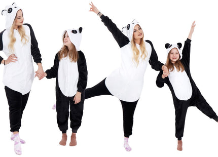 Onesie Kinderen | Panda | Maat 110/120 | Zwart/Wit