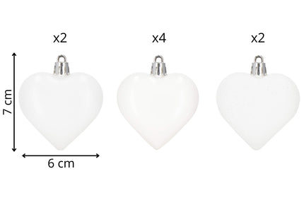 Kersthanger | Kerstbal | Hartjes | 6 Stuks | 7 cm
