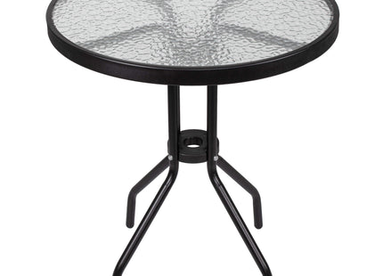 Tuinset - 3 Delig - 2 Stoelen - 1 Tafel - Metaal - Gehard Glas - Zwart