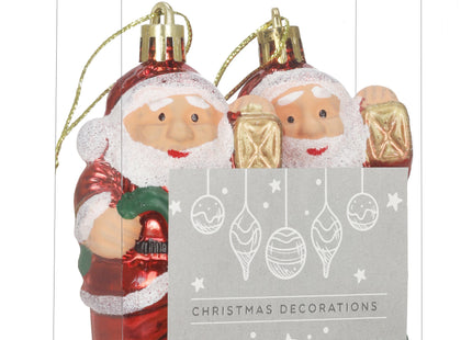 Kersthanger | Kerstman | Kerstboomhanger | Wit | Glitters | Kunststof | 8 cm | 2  Stuks