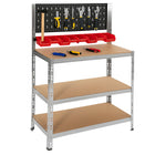 Werkbank| Garage | Werkblad | 136x40x100 cm | Staal | 620 Kg |  Zilver/Bruin