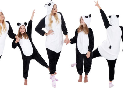 Onesie Kinderen | Panda | Maat 110/120 | Zwart/Wit