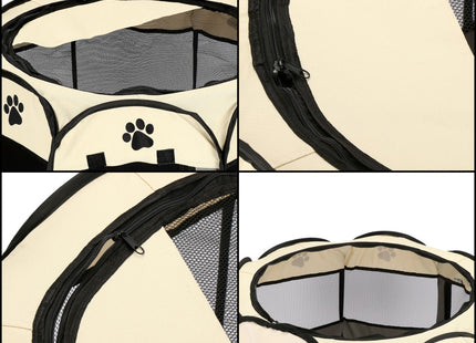Puppyren | Hondenren | Opvouwbare Dierenren | 73 cm | Grijs/Zwart/Beige