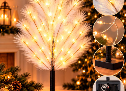 LED Kerstboom 45 cm – Wit – 20 Warm Witte LED Lampjes – USB en Batterijvoeding – Verlichte Decoratieboom met Flexibele Takken
