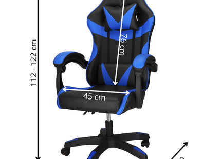 Gamestoel - Gaming Stoel - Ergonomische Bureaustoel - Game stoel - Verstelbaar - Gaming Chair - Blauw/Zwart