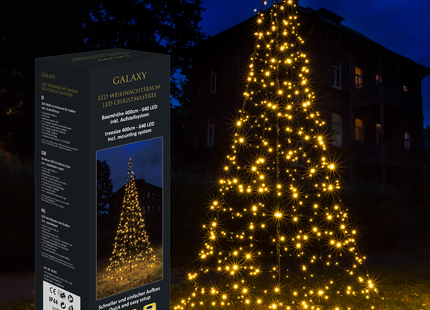 Galaxy LED Kerstboom - Vlaggenmast Verlichting - Inclusief Mast - 4 Meter - Warm wit - 640 LED