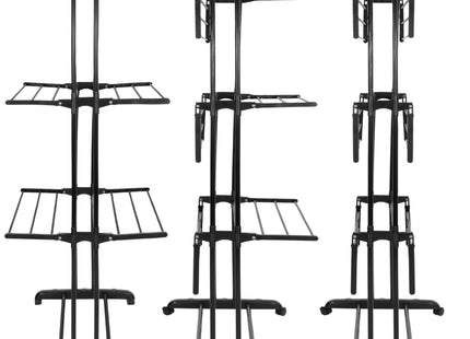 Wasrek - Droogtoren - Droogrek - 4 - Etages - Inklapbaar - Inclusief- Wielen - Draaibaar - 180x75,5x49 cm