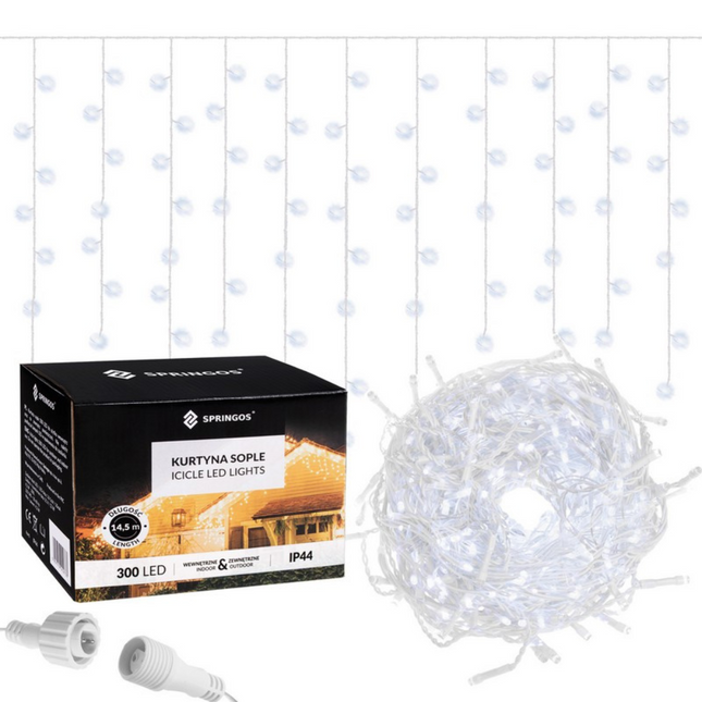 IJspegel Verlichting | 12 m + 2.5 m Snoer | 300 LED | Koel Wit | Koppelbaar