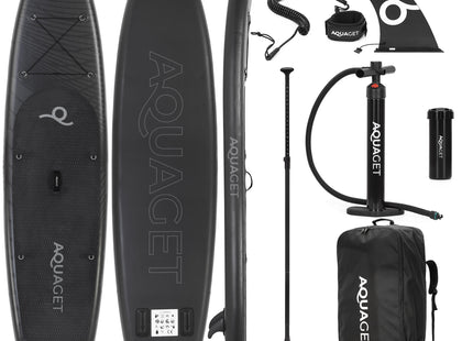 SUP Board - Opblaasbaar Paddle Board - Met Tas - Met Zitje -Inclusief Accessoires - Complete Set - Max. 150KG - 350x81cm - Zwart
