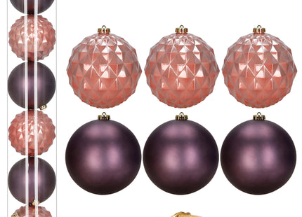 Kerstballen | 6 Stuks | 15 cm | Paars | Rose Goud