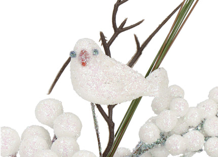Kersttak | Decoratie | Glittervogel | Groen/Wit | 25.5 cm
