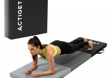 Fitnessmat | 3 Delig | 180 x 60 x 5.5 cm | Zwart/Grijs