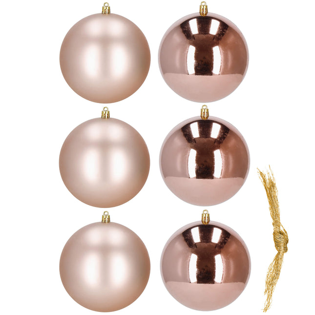 Kerstballen | 6 Stuks | 10 cm | Rose Goud