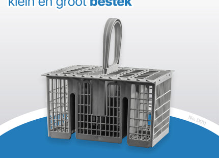 SQOON® Universeel Bestekmand voor Vaatwasser – 8 Vakken – Hittebestendig – Met Inkeping – 210 x 162 x 220 mm
