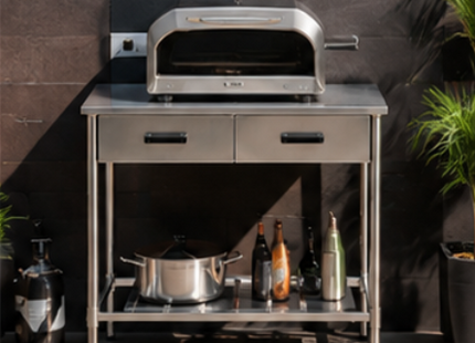 Buitenkeuken - Werktafel - 2 Lades en Opbergrek - RVS - 100x50,5x87 cm