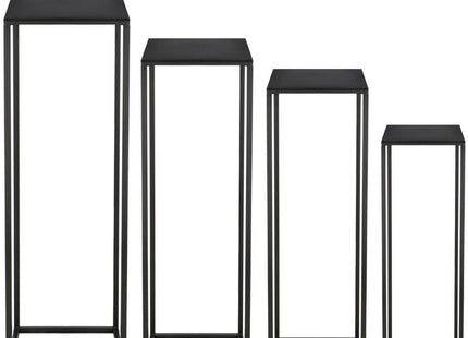 Plantenzuil | Plantentafel | Planten Etagère | Set van 4 | Metaal | Zwart