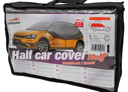 CarPassion Autohoes - Half Cover - Beschermhoes - Waterdicht &amp; Vorstbestendig - Maat M/L - Grijs - 295 x 75 cm
