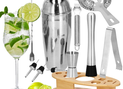 Cocktail Set | 11-Delige Cocktail Shaker Set | 550 ml | Zilverkleurig
