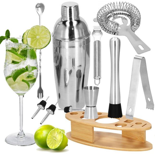 Cocktail Set | 11-Delige Cocktail Shaker Set | 550 ml | Zilverkleurig