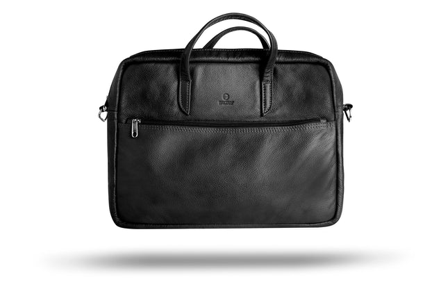 Leren Aktetas - Laptoptas - 15,6 inch - Zwart - 43 x 35 x 4,5 CM