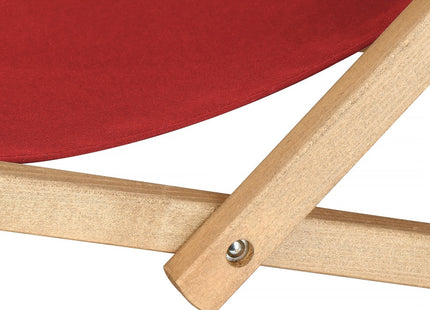 Ligbed | Strandstoel | Ligstoel | Verstelbaar | Armleuningen | Beukenhout | Geïmpregneerd | Handgemaakt | Bordeaux Rood