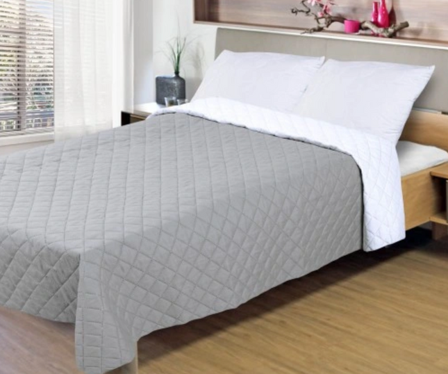 Plaid - Sprei - Grijs - Dubbelzijdig - Gewatteerd - 160 x 200 Cm