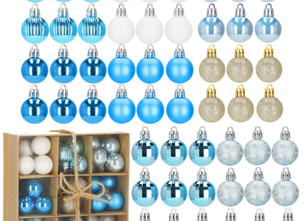 Kerstballen | 54 Stuks | 3 cm | Blauwtinten/Crème/Goud/Zilver