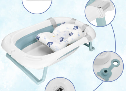 Opvouwbaar Baby Bad - Opvouwbaar - Draagbaar - Met Stop - Thermometer - Kussen - Tot 12 Maanden - 35 L - Blauw - Wit - 82 x 52 x 22 cm
