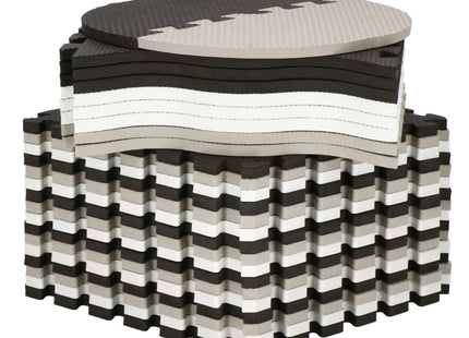 Speelmat | Speelmat Foam | Puzzelmat | Figuren | 16 Puzzelstukken | 150 x 150 cm | Zwart/Wit/Grijs