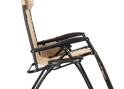 Tuinstoelen | Ligstoel | Opvouwbaar | Verstelbaar | Ergonomische Hoofdsteun | 2 Stuks | Licht Beige/Zwart