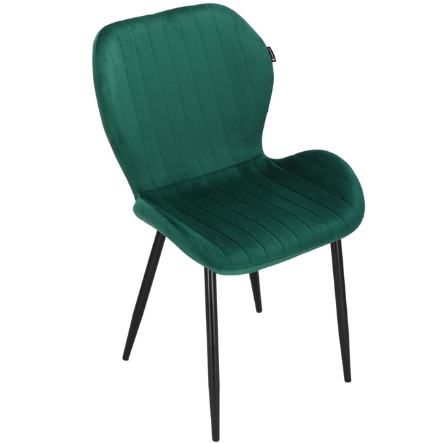Stoel - Gestoffeerd - Fluwelen - Metaal - Woonkamer - Keuken - Eetkamer - Interieur - Groen