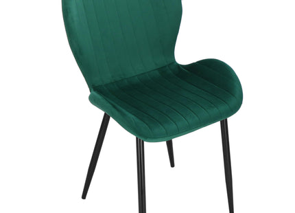 Stoel - Gestoffeerd - Fluwelen - Metaal - Woonkamer - Keuken - Eetkamer - Interieur - Groen