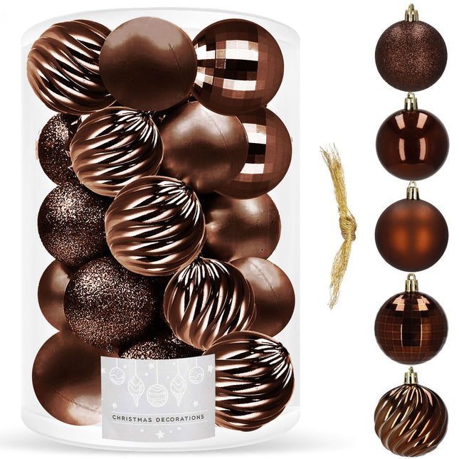 Kerstballen | 20 Stuks | 6 cm | Bruin
