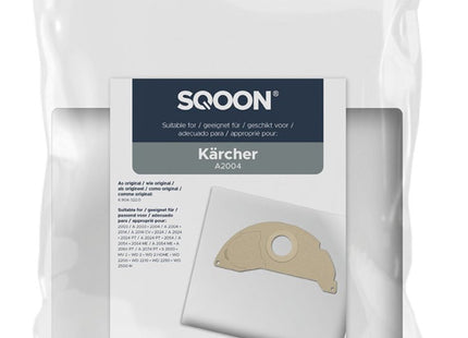 SQOON® Stofzuigerzakken geschikt voor Kärcher A2004 - Gelijk aan model: 6.904-322.0 - High Filtration voor industriële toepassingen - 5 Stuks