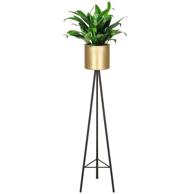Staande Plantenbak | Plantenbakken | Metaal Zwart/Goud | 95 cm