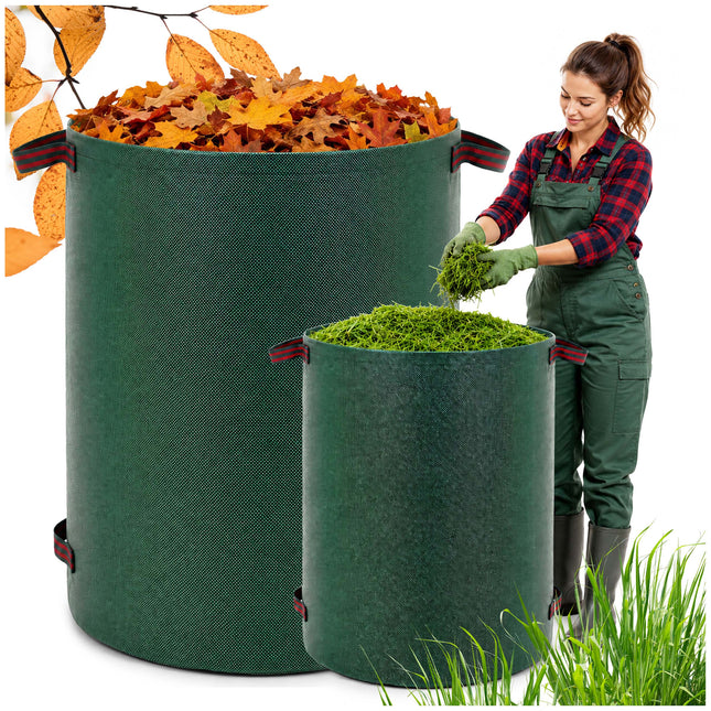 Tuinafvalzak - 300 liter - Duurzaam - Herbruikbaar - Scheurvast - Kunststof - Ø 68 cm x 84 cm hoog - Groen -